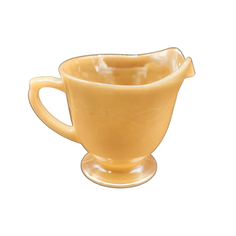 Vintage Fire King creamer,‎  Peach Lustre color, Laurel pattern Made In USA